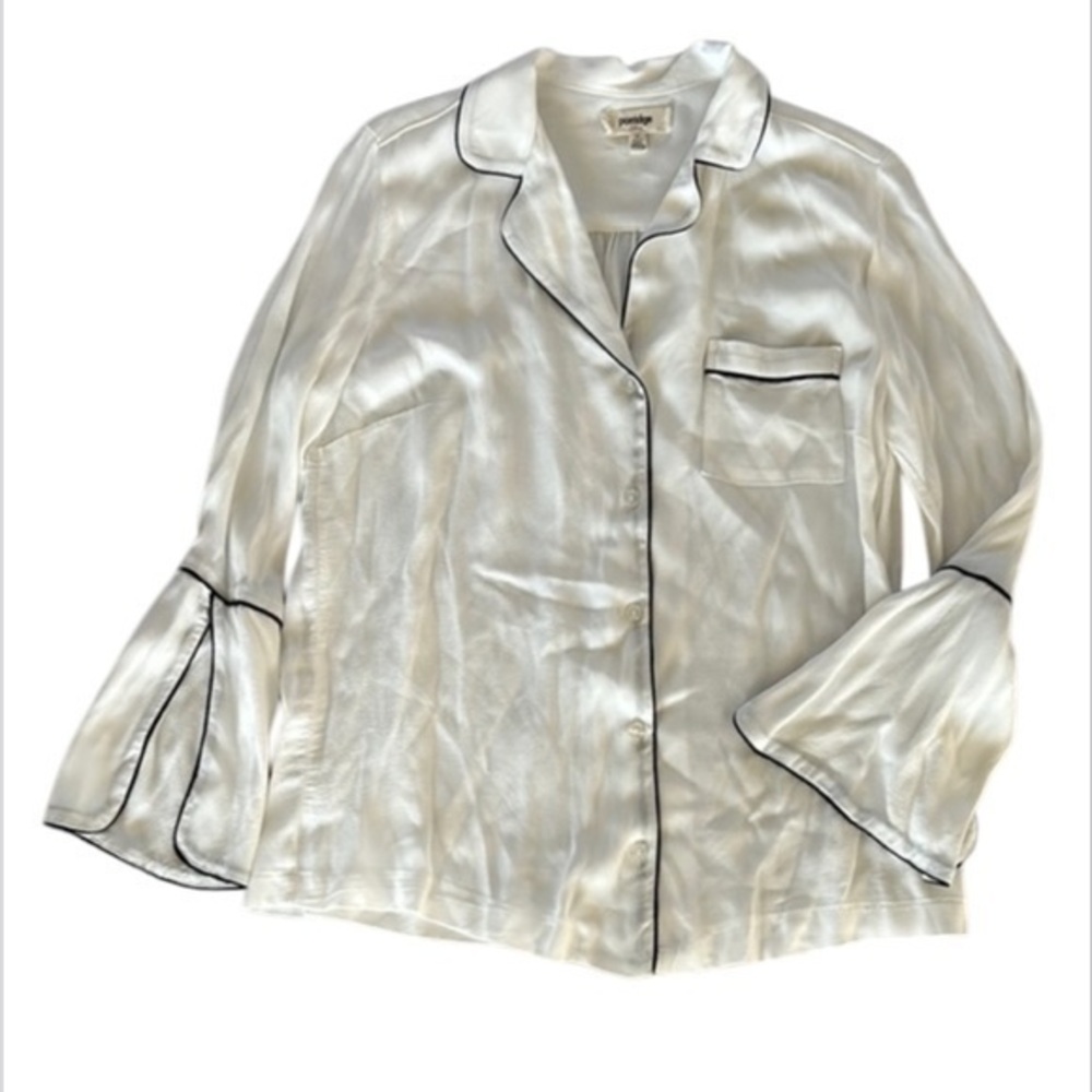 Anthropologie Porridge size medium pajama style white blouse